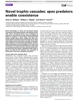 Novel Trophic Cascades: Apex Predators Enable Coexistence