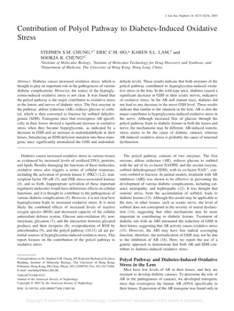 Contribution of Polyol Pathway to Diabetes-Induced Oxidative Stress