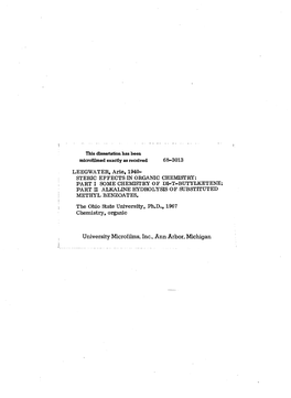 LEEGWATER, Arie, 1940- STERIC EFFECTS in ORGANIC CHEMISTRY: PART I SOME CHEMISTRY of DI-T-BUTYLKETENE; PART N ALKALINE HYDROLYSIS of SUBSTITUTED METHYL BENZOATES