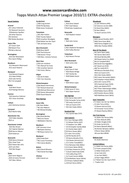 Topps Match Attax Premier League 2010/2011 EXTRA