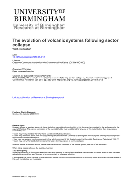 University of Birmingham the Evolution of Volcanic