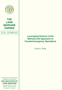 Leveraging Science in the Manoeuvrist Approach to Counterinsurgency Operations