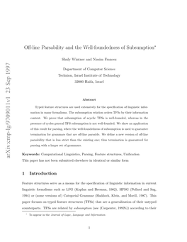 Off-Line Parsability and the Well-Foundedness of Subsumption