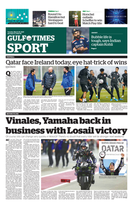 Kohli SPORT Page 3 FOOTBALL Qatar Face Ireland Today, Eye Hat-Trick of Wins by Sports Reporter Doha