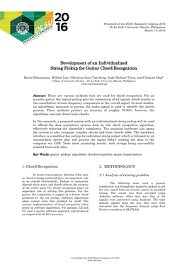 Development of an Individualized String Pickup for Guitar Chord Recognition