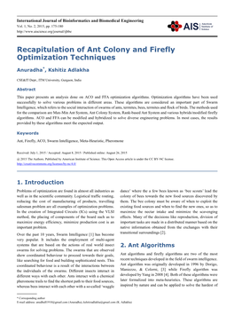 Recapitulation of Ant Colony and Firefly Optimization Techniques