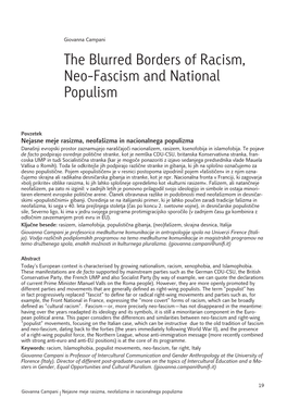 The Blurred Borders of Racism, Neo-Fascism and National Populism