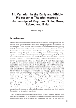 The Phylogenetic Relationships of Ceprano, Bodo, Daka, Kabwe and Buia