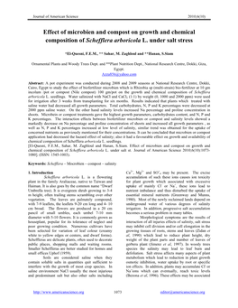 Effect of Microbien and Compost on Growth and Chemical Composition of Schefflera Arboricola L