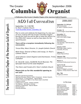 September 2006 Columbia Organist