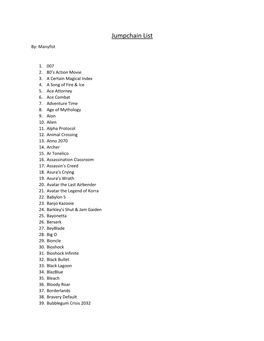 Jumpchain List