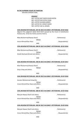 In the Supreme Court of Pakistan (Review Jurisdiction)