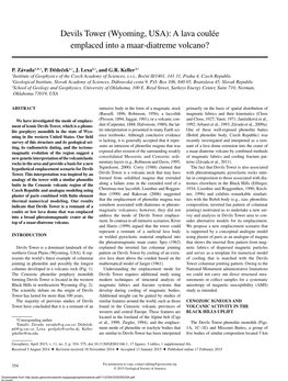 Devils Tower (Wyoming, USA): a Lava Coulée Emplaced Into a Maar-Diatreme Volcano?