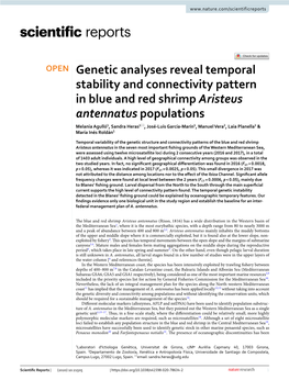 Genetic Analyses Reveal Temporal Stability and Connectivity Pattern in Blue and Red Shrimp Aristeus Antennatus Populations