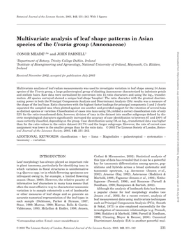 Multivariate Analysis of Leaf Shape Patterns in Asian Species of The