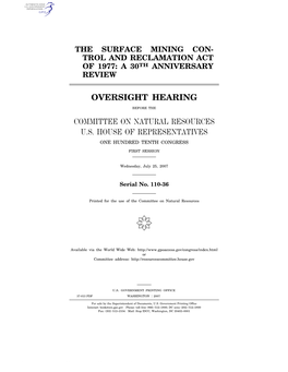 The Surface Mining Con- Trol and Reclamation Act of 1977: a 30Th Anniversary Review