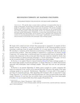 Arxiv:2010.10227V1 [Math.CO] 20 Oct 2020