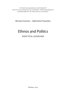 Ethnos and Politics DIDACTICAL GUIDELINES