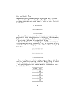 Bits and Radix Sort Here's a Slightly More Detailed Explanation of the Running Time of Radix Sort