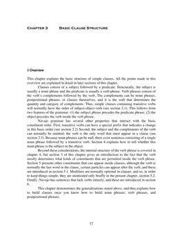 17 Chapter 3 Basic Clause Structure This Chapter Explains the Basic