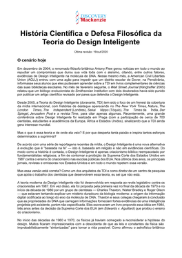 História Científica E Defesa Filosófica Da Teoria Do Design Inteligente