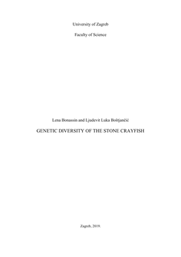 Genetic Diversity of the Stone Crayfish