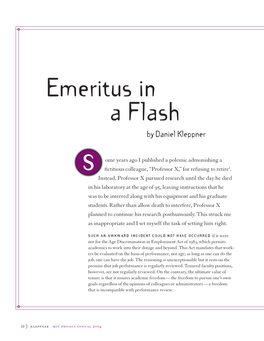 "Emeritus in a Flash" by Daniel Kleppner