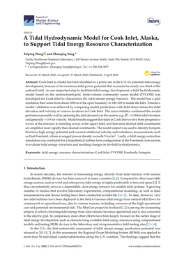 A Tidal Hydrodynamic Model for Cook Inlet, Alaska, to Support Tidal Energy Resource Characterization