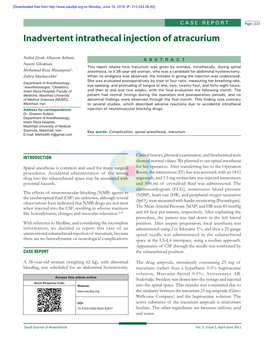 Inadvertent Intrathecal Injection of Atracurium