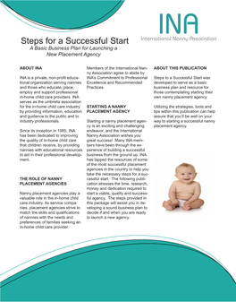 Steps for a Successful Start International Nanny Association a Basic Business Plan for Launching a New Placement Agency