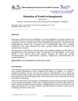 Situation of Youth in Bangladesh -.:: Natural Sciences Publishing