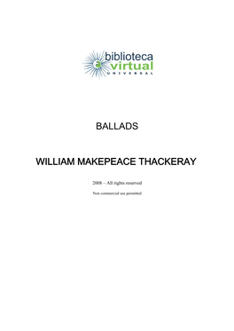 Ballads William Makepeace Thackeray