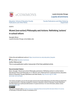 Wuwei (Non-Action) Philosophy and Actions: Rethinking ‘Actions’ in School Reform