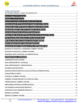 Table of Contents GA POWER CAPSULE | NIACL AO MAINS 2019