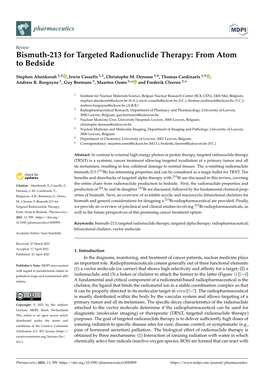 Bismuth-213 for Targeted Radionuclide Therapy: from Atom to Bedside