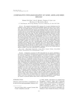 Comparative Phylogeography of Some Aridland Bird Species1