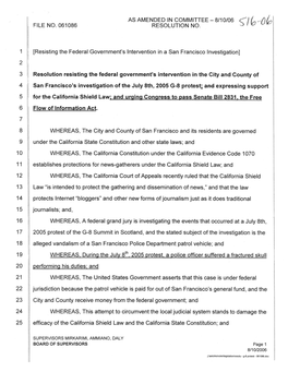 Resisting the Federal Government's Intervention in a San Francisco Investigation] 2