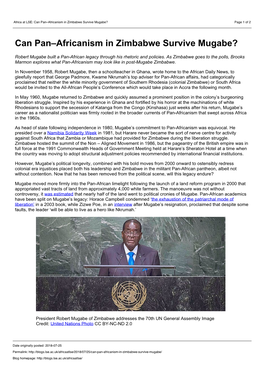 Africa at LSE: Can Pan–Africanism in Zimbabwe Survive Mugabe? Page 1 of 2