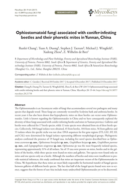 ﻿﻿﻿﻿﻿Ophiostomatoid Fungi Associated with Conifer-Infesting Beetles and Their Phoretic Mites in Yunnan, China