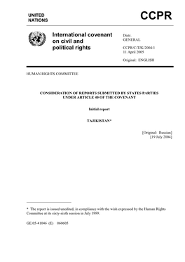 International Covenant on Civil and Political Rights in the Republic of Tajikistan