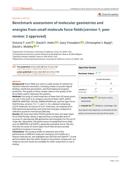 Benchmark Assessment of Molecular Geometries and Energies from Small Molecule Force Fields [Version 1; Peer Review: 2 Approved]