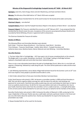 Minutes of the Ringwood & Fordingbridge Footpath