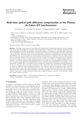 Real-Time Optical Path Difference Compensation at the Plateau De Calern I2T Interferometer