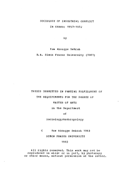 Sociology of Industrial Conflice in Ghana, 1957-1972