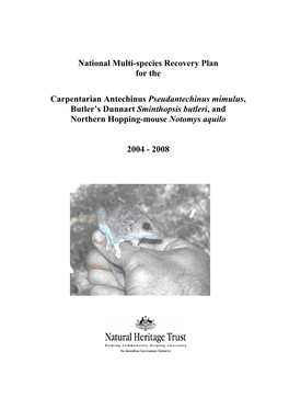 National Multi-Species Recovery Plan for the Carpentarian Antechinus