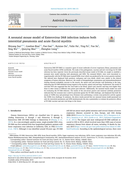 A Neonatal Mouse Model of Enterovirus D68 Infection Induces Both Interstitial Pneumonia and Acute ﬂaccid Myelitis T