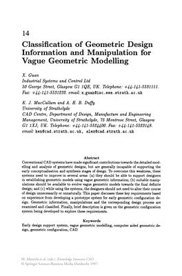 Classification of Geometric Design Information and Manipulation for Vague Geometric Modelling