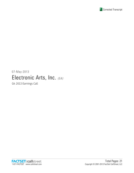 Electronic Arts, Inc. (EA) Q4 2013 Earnings Call