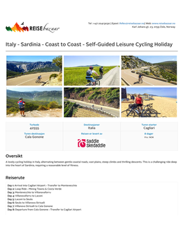 Italy - Sardinia - Coast to Coast - Self-Guided Leisure Cycling Holiday