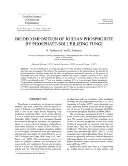 Biodecomposition of Jordan Phosphorite by Phosphate-Solubilizing Fungi